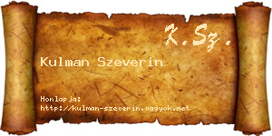 Kulman Szeverin névjegykártya